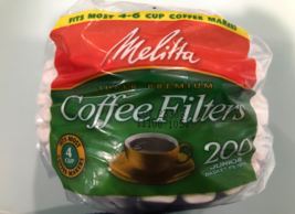 Melitta 4-6 Cup Junior Basket Paper Coffee Filters White 200 Count - £8.41 GBP