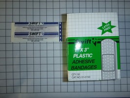 NEW 9 Boxes Swift+ Qty: 50Ea Latex Free 1&quot;x3&quot; Plastic Adhesive Bandages #01-0150 - £28.76 GBP