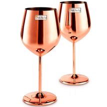 Prisha India Craft Stainless Steel Stemmed Wine Glasses, Shatter Proof C... - £38.31 GBP