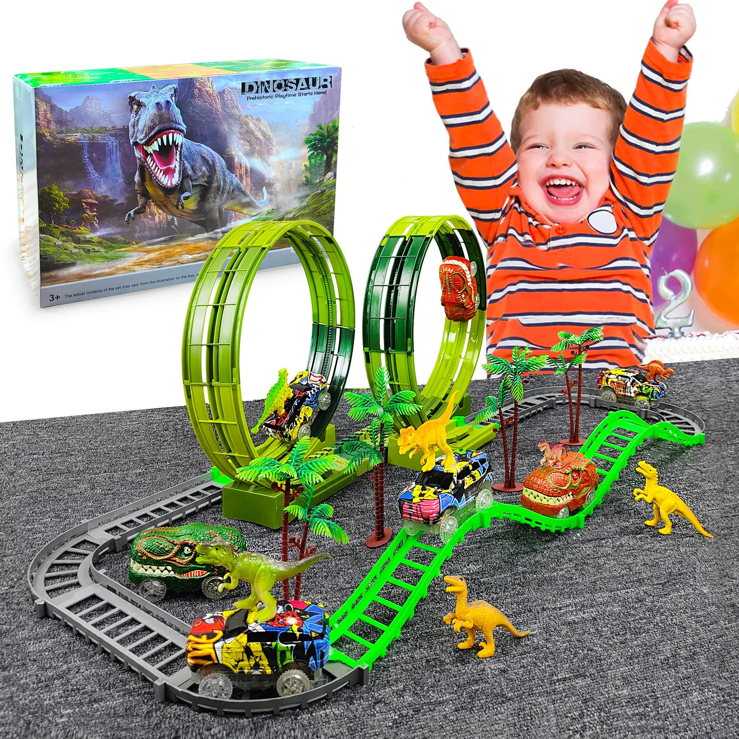 New Dinosaur Toys,Create A Dinosaur World Road Race,Flexible Track Playset  for - £11.74 GBP+