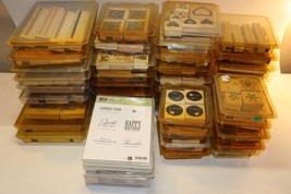 Lot of 44 Stampin&#39; Up Stamp Sets Mostly Wood Block (279 Total) Listed in Descrip - £38.69 GBP