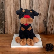 Walmart Rottweiler Plush Pup Dog Black Tan Red Heart Nose Easter Stuffed Animal - £19.67 GBP