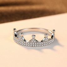 2Ct Created Diamonds Tiara Crown Engagement Ring Women Promise Band 14K White GP - £49.85 GBP