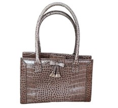 Liz Claiborne Small Handbag Faux Snake Leather Double Handles Bow Fringe... - £11.67 GBP