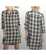 nwt Old Navy black+white plaid shirt dress P XS long sleeve flannel mini... - $20.78