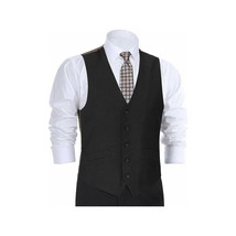 Mens RENOIR Vest Wool 140 Adjustable ,V-Neck two Pocket Full Lining 508-1 Black image 2
