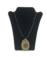 Costume Jewelry Necklace Oval Mother Of Pearl Pendant Handpainted Birds ... - £15.99 GBP
