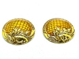 Versace Vintage Half Medusa Head Shank Dome Button with Mustard color la... - $8,415.29 MXN