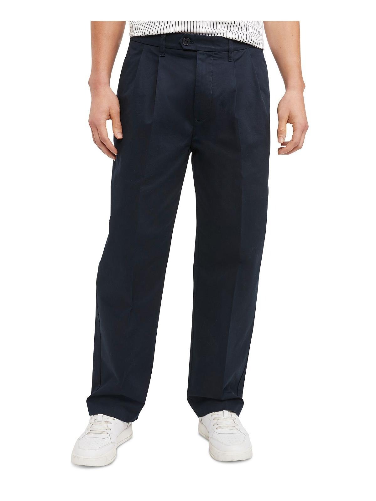 Tommy Hilfiger Mens Double Pleat Twill Khaki Pants in Navy-36/30 Item image 3