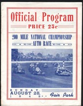 WISCONSIN STATE FAIR PARK SPEEDWAY PROGRAM 1949-INDY CARS-AAA-DIRT TRACK VG - £90.80 GBP