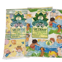 2 VINTAGE CABBAGE PATCH KIDS PACKS GIFTWRAP HEAVY PAPER BIRTHDAY + POOL ... - $36.10