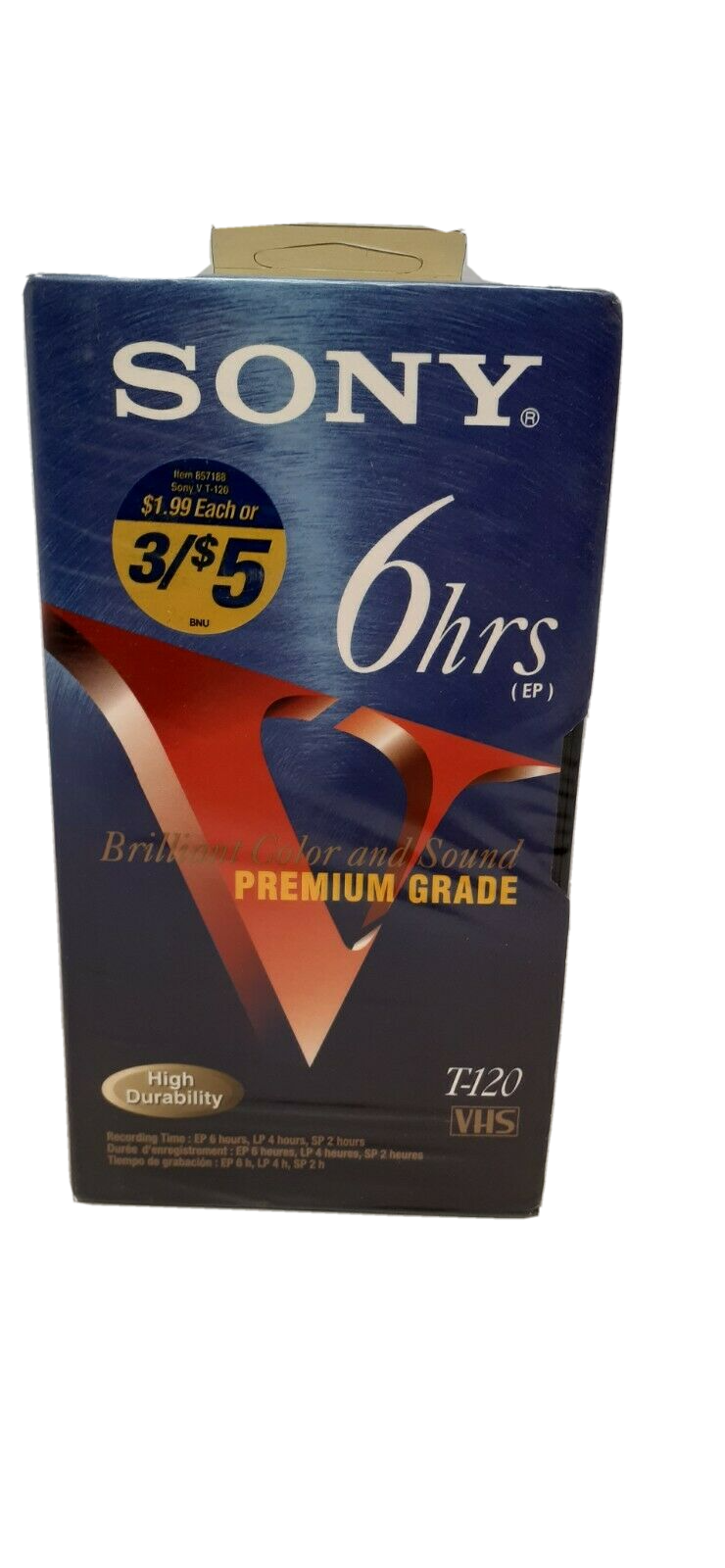 Sony VHS Tape  T-120 New Premium Grade 6 Hour EP VCR High Durability NEW SEALED - $8.71