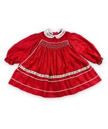 Vtg Polly Flinders Baby Girl’s Red Embroidered Hand Smocked Dress Ribbon... - £18.29 GBP