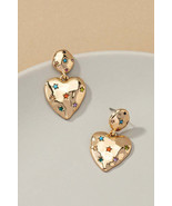 A212 puffy heart earrings with rhinestones stars - £9.37 GBP