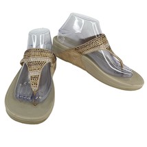 FitFlop Strobe Thong Flip Flop Sandals 9 Gold Silver Crystal Embellished - £30.79 GBP