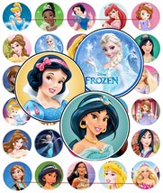60 Precut Disney Princess Bottle Cap Images A - £8.18 GBP