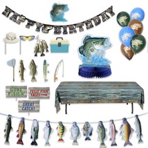 Havercamp Fishing Birthday Party Premium Decorations! Includes: Birthday Banner, - £60.89 GBP