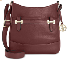 Giani Bernini Wine Burgundy Red  Pebbled Leather Bridle Crossbody Bag Handbag - £30.67 GBP