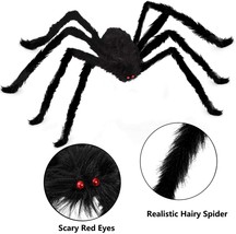 Halloween Spider Web Set With 49" Large Spider Outdoor Yard Scary Decoration - £15.90 GBP