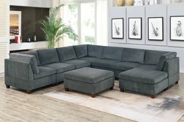 Verona 9 Pieces Grey  Modular Sectional Upholstered in Chenille Fabric - £1,791.15 GBP