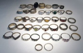 Wholesale Lot 40ct 925 Sterling Silver Gemstone Vintage Rings C3689 - £348.19 GBP