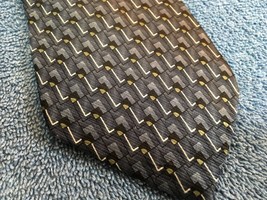 NEW Zylos George Machado Blue Geometric Vintage Silk Tie - Never Worn - £5.31 GBP