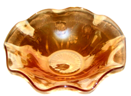 VTG. Jeannette Irs Iridescent Marigold Carnaval Glass Serving Bowl with Ruffled - £14.87 GBP