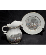 Currier &amp; Ives RARE 6&quot; Water Pitcher &amp; Plate AVON REPRESENTATIVE EXCLUSI... - $32.55 CAD