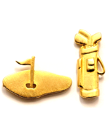 JJ Golf Theme Gold Tone Pins Lot 2 Golfer Bag Flag Hole Green Jonette Je... - $23.67 CAD
