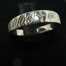 14K White Gold Cross 3 Diamond Wedding Band Sz 9.5 Anniversary Ring 3.5g... - £196.58 GBP