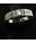 14K White Gold Cross 3 Diamond Wedding Band Sz 9.5 Anniversary Ring 3.5g... - $4,759.26 MXN