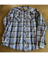 Wrangler Retro Pearl Snap Shirt Men&#39;s XXL Purple Plaid Long Sleeve Western - €12,30 EUR