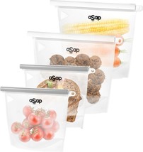 NEW ASAP Simple SM-38596 MEDIUM & LARGE Reusable CLEAR Silicone 4-Bag Set - £10.50 GBP