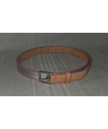 Coach Leather &amp; Striped Belt Pink Blue Green Stripe 3546 Women Medium - $364.44 MXN