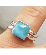 Flip 2 in 1  LARIMAR - AMBER gemstones 925 sterling silver reversible ri... - €34,61 EUR