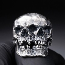 Unique Gothic Mens Skull Ring 316L Stainless Steel Rings for Men Skeleton Biker  - £11.07 GBP