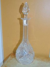 Antique 10+&quot; EAPG Cut Glass Decanter Heisey Pinwheel &amp; Fan hobstar clear stopper - £28.52 GBP