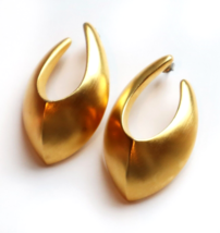 Vintage GIVENCHY Brushed Gold Tone Statement Earrings Pierced Ear 80s 90s Signed - £91.00 GBP
