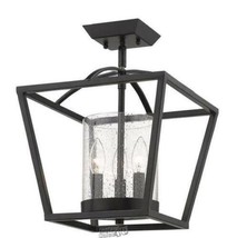 Golden Lighting-Mercer 12 in. 3-Light Matte Black Semi-Flush Mount - $170.99