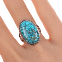 sz7 30&#39;s-40&#39;s Navajo silver spiderweb turquoise ring - £351.98 GBP