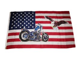 3x5 USA American Bird Bike Chopper Motorcycle Eagle Flag 3x5 grommets with clips - £7.08 GBP