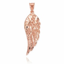 14k Solid Rose Gold Medium Angel Wing Pendant Necklace - £190.09 GBP+