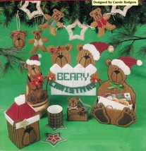 Plastic Canvas Xmas Card Holder Coasters Swag Tissue Cover Bear Claus Patterns - £9.42 GBP