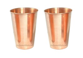 Copper Water Drinking Tumbler Smooth Glass Serving Cup Ayurvedic Health Benefits - £19.52 GBP