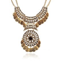Bohemian Vintage Necklace For Women 2022 Gypsy Double Chain Coin Ethnic Tribal S - £14.19 GBP