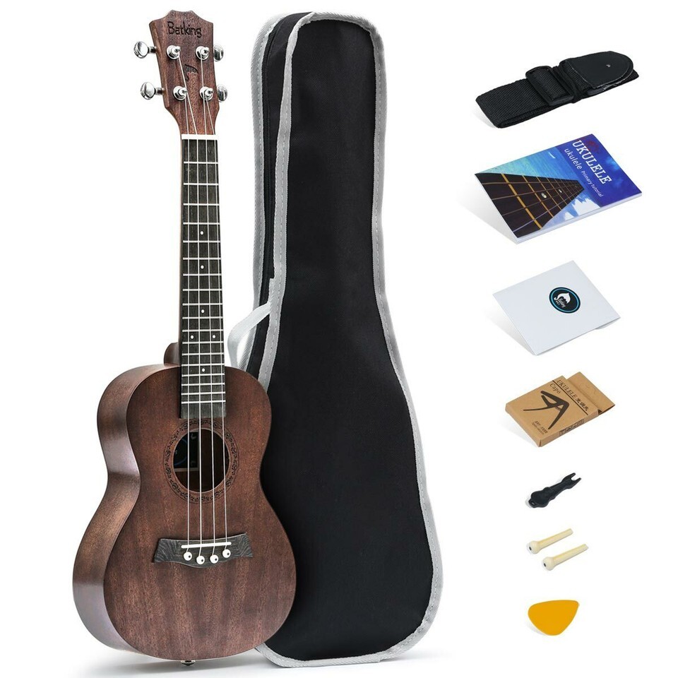Batking Soprano Concert Tenor Ukulele Solid Top Mahogany Starter Kit Uke... - $32.97+