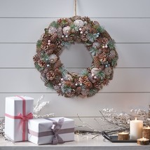 Avonleigh 18.5&quot; Pine Cone And Glitter Unlit Artificial Christmas Wreath - £53.47 GBP