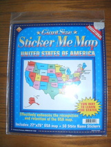 NEW Giant Size Sticker Me Map USA 22 x 26 inch wall map poster w/ 50 sti... - £7.79 GBP