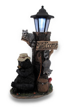 Lazy Days of Summer Black Bear and Friends LED Solar Lantern Welcome Sign - $77.17
