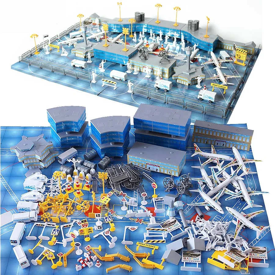 200Pcs Aircraft Airports Model Toy Figures Plastic Vechile Airplane Playset - £51.78 GBP